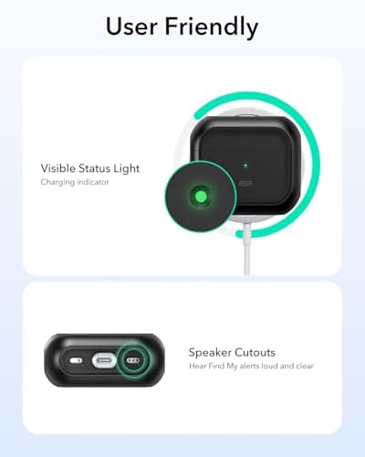 ESR for AirPods 4 Case, Compatible with AirPods 4th Generation Case (2024) (USB-C), Compatible with MagSafe, Drop Protection Cover with Lanyard, Magnetic Lid Lock, Orbit Hybrid Series, Black 9