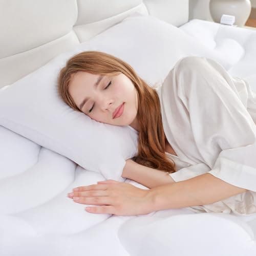 BDEUS King Size Dual Layer 5 Inch Memory Foam Mattress Topper, 2 Inch Cooling Gel Memory Foam Plus 3 Inch Extra Thick 1450GSM Mattress Topper with Bedside Pocket, White 8