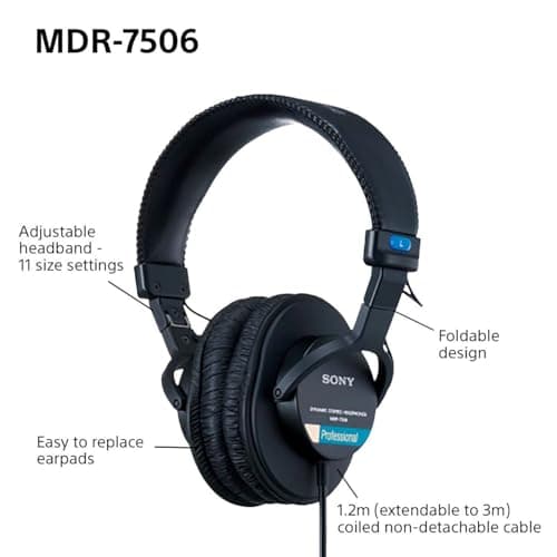 Sony MDR7506 Professional Large Diaphragm Headphone 10