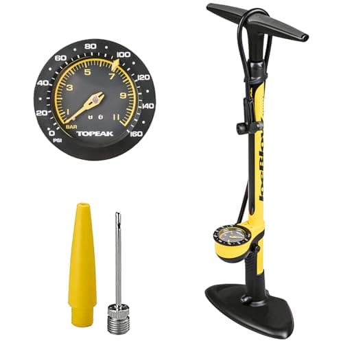 Topeak JoeBlow Bike Pump – Presta, Schrader, Dunlop Valve Compatibility - High Pressure Floor Pump with Large 3" Gauge, Durable Steel Barrel, TwinHead