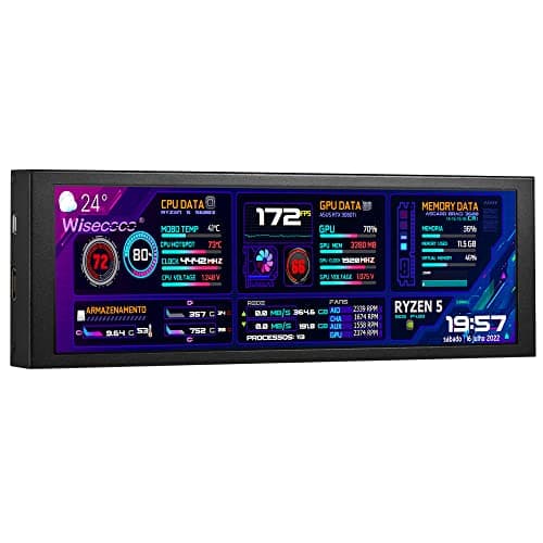 wisecoco 7.84 Inch Mini Monitor HD IPS 1280x400 Secondary Screen Stretched Bar LCD Display with Casing for Laptop Computer Speed Temperature Windows Aida64 CPU GPU Monitoring