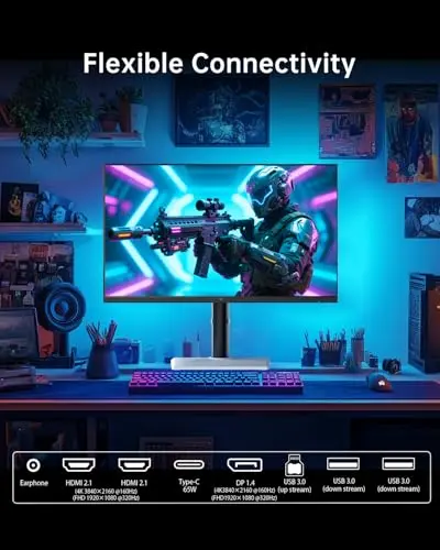 KTC 27 Inch Dual Mode Mini LED Monitor - 4K UHD at 160Hz & 1080P FHD 320Hz Gaming Monitor, 65W Type-C Port, HDR1400 Fast IPS Panel, Adaptive-Sync, HDMI 2.1 & DP 1.4, Height Adjustment, VESA Wall Mount 8
