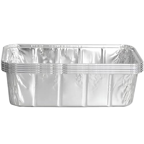 Premium Silver Rectangle Loaf Aluminum Pans - 2 Lbs. (Pack of 5) - Multipurpose Design - Perfect for Baking, Roasting, & Freezing