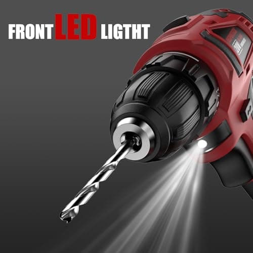 INSPIRITECH 20V Cordless Drill, Brushless Power Drill Set with 2 Batteries and Charger,3/8-Inch Chuck Electric Driver,22 Torque Setting, Bits and Tool Bag Included 7