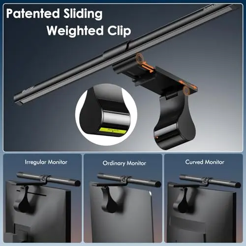 Quntis Computer Monitor Light Bar with Remote, Eye-Care Monitor Light Backlight Desk Lamp for Home Office Gaming, Stepless Dimming Brightness and Color Temperature, No Screen Glare, Gray 7