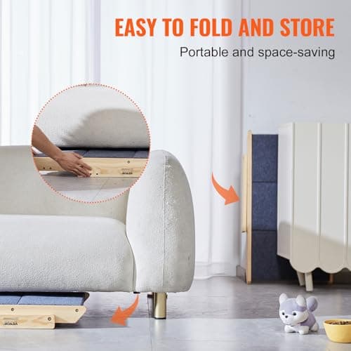 VEVOR Wood Pet Stairs/Pet Steps, 2-in-1 Foldable Wooden Dog Stair for Beds, Sofa and Cars, Dog Stairs & Ramp with 3 Steps for Small Medium Large Pet, up to 150 lbs 6