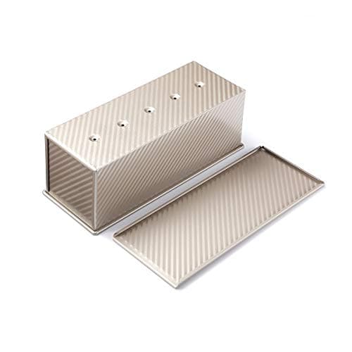 Monfish Large Loaf Pan w Lid Pullman Bread Pan 2.2lb dough Aluminized Steel Commercial Grade Non Stick Loaf Baking Pan 6