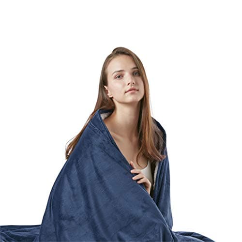 Degrees of Comfort 10 lbs Soft Sherpa Fleece Weighted Throw Blankets for Couch, Small Blanket for Women, Kids & Adult, Ultra Fuzzy Throws with Plush Flannel Top, 50"x 60", Navy 5