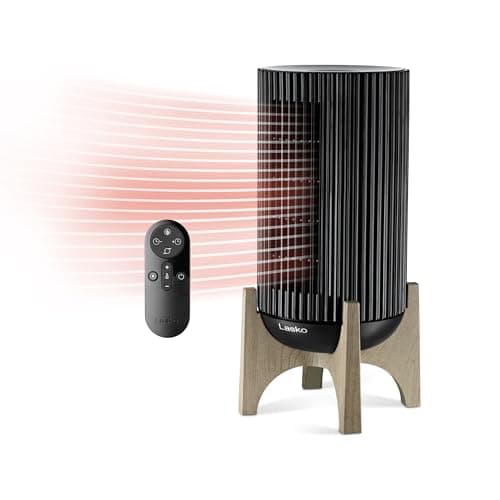 Lasko Artisan Series Oscillating Ceramic Space Heater for Home, Living Room, Bedroom, Thermostat, Timer, 2 Heat Settings, Remote Control, Electric Heaters for Indoor Use, 15.5”, Black, 1500W, CX16550