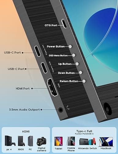 ZSCMALLS 4K Portable Monitor, 15.6" 3840 * 2160 Laptop Extended Monitor, 1500:1 100% sRGB USB-C HDMI Portable Gaming Monitor HDR Travel Monitor with Speakers & Smart for Laptop PS5/4 Xbox Switch 7
