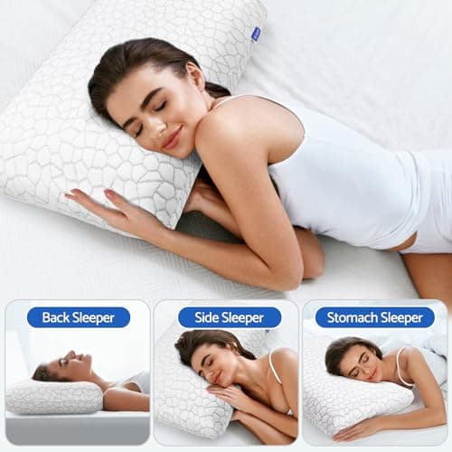 CushZone Memory Foam Pillows for Sleeping, Bed Pillow with Removable and Machine Washable Cover, Bed Pillow for Side, Neck Pillow, Back and Stomach Sleepers, Standard Size (1 Pack) 6