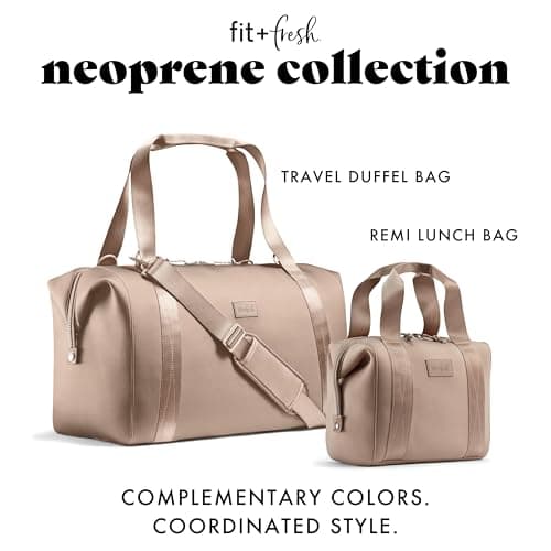 Fit & Fresh Remi Neoprene Lunch Bag For Women - Meal Prep Kit with Containers & XL Ice Pack, Self Insulating Neoprene-like Material, Machine Washable Lunch Bag, Tear-Resistant, Stain-Resistant, Taupe 5