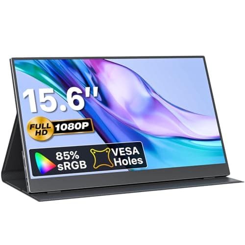 VisionOwl Portable Monitor 15.6 Inch 1080P FHD 85% sRGB Second Screen, USB-C HDMI HDR FreeSync Travel Monitor for Laptop MacBook PC PS5 Xbox, VESA Mountable, with Speakers, Cover Stand, Black
