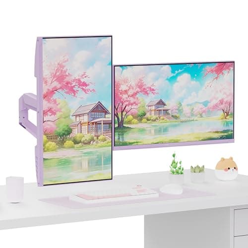Pixio PS1D Wave Purple Dual Monitor Arm Stand Desk Mount - Fits up to 32 inches Monitors and up to 19.8lbs. VESA Compatibility and Integrated Cable Management 7
