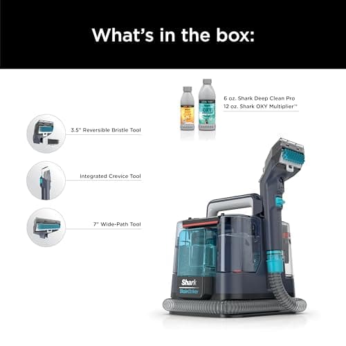 Shark StainStriker Portable Carpet, Upholstery & Area Rug Cleaner, XL Tool & Self-Cleaning, Stain & Odor Remover, Perfect for Car Interior with 3 Cleaning Tools & Solution, PX225BRN, Royal Purple 9