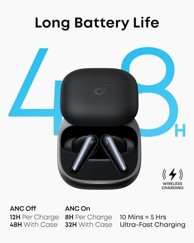 soundcore Liberty 5 by Anker, Noise-Cancelling Wireless Earbuds, 2x Stronger Voice Reduction, Real-Time Adaptive Noise Cancellation, Fast Charging, Dolby Audio, 6-Mic AI Clear Calls, Long Battery Life 6