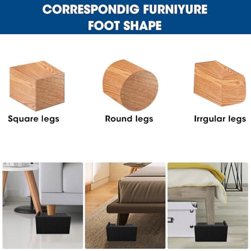 MYMULIKE Bed Risers 3 inch, 11000lbs Heavy Duty Oversized Rectangle Bed Lfits Risers, L Shape Wide Opening Furniture Risers for Bed, Couch, Desk, Chair, Soft, Platform, Dorm 5