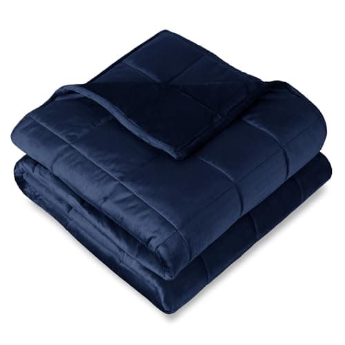 Bare Home Weighted Blanket Twin or Full Size 10lb (40" x 60") - Minky Fleece - Premium Heavy Blanket Nontoxic Glass Beads (Dark Blue, 40"x60")