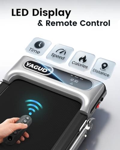Yagud Walking Pad Treadmill with Handlebar and Incline, Anti-Slip Compact Under Desk Treadmill with Remote Control, 2.5HP Walking Jogging Running Machine for Home Office, Folding Quiet Portable 8