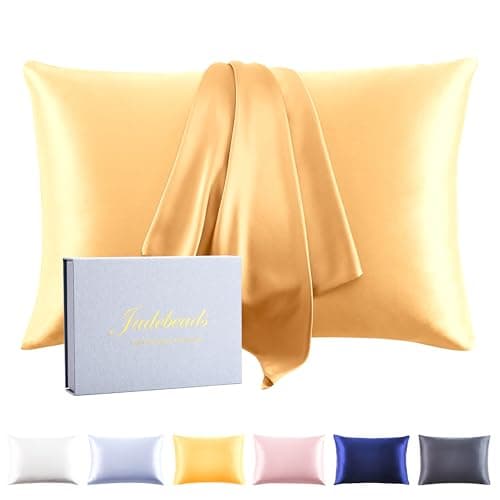 Jadebeads 100% Pure Mulberry Silk 22Momme Luxurious Pillow Cases for Hair and Skin Champagne Silk Pillowcase with Zipper Silk Pillow Covers 1 Pack for Gifts (Queen 30" x 20")