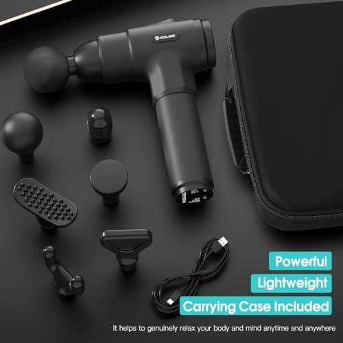 AERLANG Fathers Day Dad Gifts - Fathers Day from Daughter Wife Son Massage Gun, Deep Tissue Muscle Massager with 6 Heads 20 Speeds, Portable Electric Massager with LCD Touch Screen and Carrying Case 6