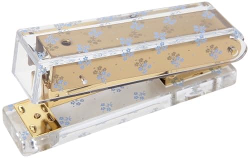 Laura Ashley Heirloom Cottage Mini Stapler – Stylish Gold & Acrylic Desk Stapler with Floral Accents – Compact 5” Aesthetic Office Stapler for Home, School & Work – Gift-Ready Packaging