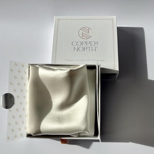 Copper Infused Pillowcase 100% Pure Silk | 22 Momme Mulberry Silk | Clearer Skin & Smoother Hair, Anti-Acne, Anti-Aging, Naturally Cooling (Standard, Ivory White) 5