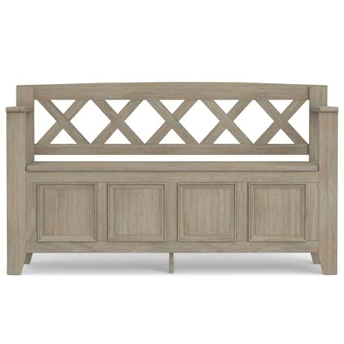 SIMPLIHOME Amherst Entryway Storage Bench - 48 inch Wide Solid Wood Hallway Seat in Distressed Grey, Transitional Bench for Entryway or Living Room with Lift-Up Lid and Spacious Storage 6