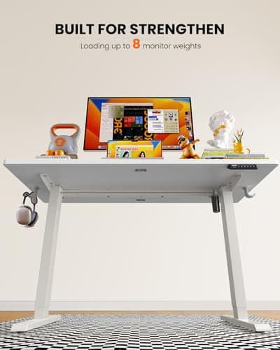 ErGear Electric Standing Desk, 55 x 28 inch Height Adjustable Sit Stand Up Desk, Computer Home Office Desk with 4 Memory Height Buttons, Two Pieces Desktop, White, EGESD112W 7