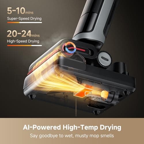 DREAME H15 Pro Heat Wet Dry Vacuum Cleaner, 185°F Hot Water Floor Cleaning, Cordless Vacuum Mop with GapFree AI Robotic Arm, 22KPa Suction, 0 Hair Tangle, 212°F Self-Clean, 194°F Hot Air Drying 6