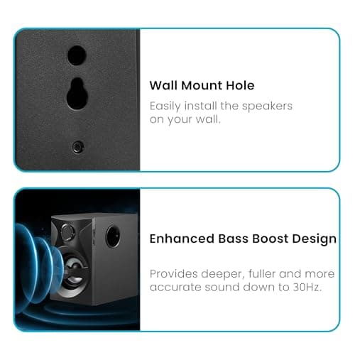 Goldwood Bluetooth 5.1 Surround Sound Home Theater Speaker System with LED Display, FM Tuner, USB/SD Inputs - 6-Piece Set with Remote Control, Black 8