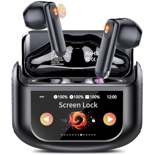Niderson Wireless Earbuds, Bluetooth 5.4 Headphones with Multifunctional Touch Screen, 48H Hi-Fi Stereo Ear Buds with ENC Noise Cancelling Mic/5 EQ Modes Earbuds, IPX7 Earphones for iOS Android Black