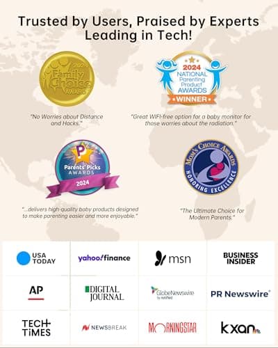 Jartoo 2K Video Baby Monitor with Camera and Audio, 1860ft Long Range Baby Monitor No WiFi 5.5" FHD Screen ANC Baby Camera Wireless, Feeding Clock, Night Vision, 2-Way Talk, AI Cry Detect, 6000mAh 8