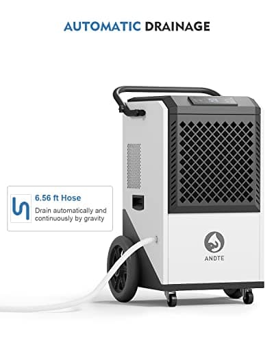 ANDTE 250 Pints Commercial Dehumidifier with Drain Hose, 8,000 sq ft,Indurstrial Dehumidifiers for Basements and Large Space Commercial Grade Dehumidifier,24 Hr Timer，31.2 Gallon/Day. 8