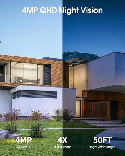 ARCCTV Solar Security Cameras Wireless Outdoor, 4MP 360° View Battery Powered Outdoor Camera, Night Vision with Spotlight, 2-Way Audio, PIR Motion Sensor, 2.4G/5G Dual Band WiFi (2 Pack) 5