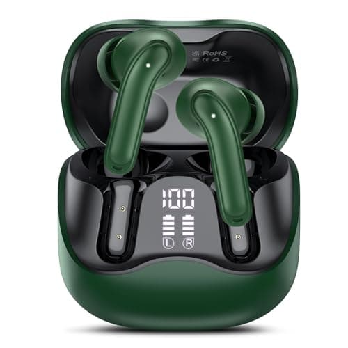 Adaptive Hybrid Active Noise Canceling Wireless Earbuds, 6 Mics ENC Clear Call Ear Buds, Hi-Res Audio Deep Bass Bluetooth 5.4 Headphones, 48H Playtime, Wireless Charging, Multipoint Connection (Green)