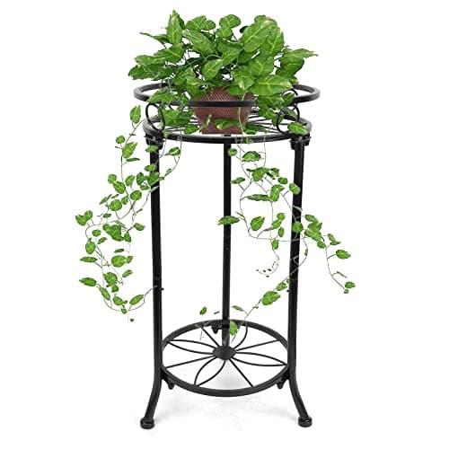 YHIJURS Plant Stand Indoor 2-Tier,20.3 Outdoor Tall Metal Plant Stands Black,Single Corner Heavy Duty Potted Holder Rack Rustproof,Flower Pot Stand for Planter Garden Balcony Patio Office Home