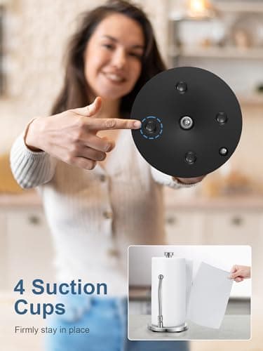 SMARTAKE Paper Towel Holder, Paper Towel Dispenser Standing Weighted Base Non Slip, Spring Arm for Easy Tear, Stainless Steel Paper Towel Holder for Home Kitchen Countertop Tabletop, Silver 5