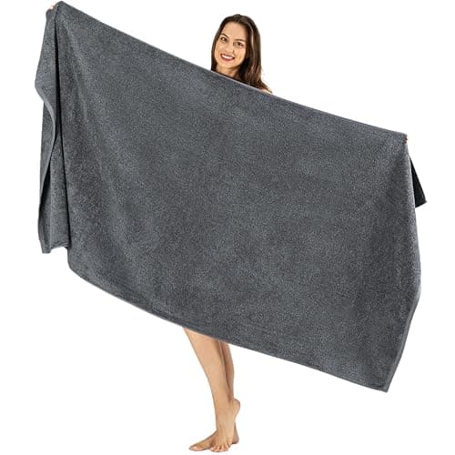 SALBAKOS Luxury 100% Turkish Cotton Bath Sheets 40x80 in Oversized Extra Large Bath Towels | Premium Hotel Quality Thick Soft Absorbent Turkish Towel for Spa Beach (Pack of 1, Gray, Jumbo Bath Sheet)