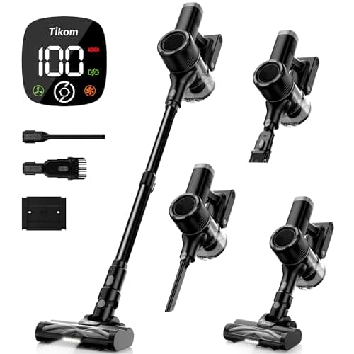 Tikom Cordless Vacuum Cleaner for Home, 40000Pa/450W Stick Vacuum with Charging Wall Dock, Anti-Tangle, Lightweight Handheld Vacuum for Pet Hair, Hard Floor, Carpet, V450