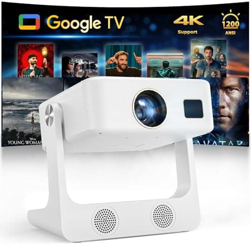 [1000 ANSI/Google Store/Voice Control] 4K Outdoor Smart Projector with WiFi6 and Bluetooth, 10,000+ Apps, Portable Proyector, Sovboi 1080P Audio Phone Movie Home [180° Stand & 300 ''Display]