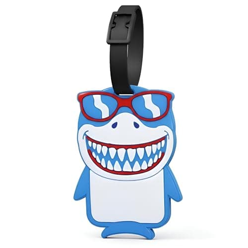 ANINIUCN Shark-Shaped Silicone MUSEGDN Luggage Tags – Fun ID Labels for Suitcases, Backpacks & Travel Bags – Unique Travel Accessories for Teens & Adults