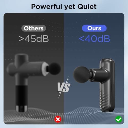 PENJOY Mini Massage Gun, Powerful Handheld Muscle Massager for Muscle Relaxation, Deep Tissue Percussion Small Massage Gun Travel Massager with 4 Massage Heads Silent Brushless Motor, Black 5