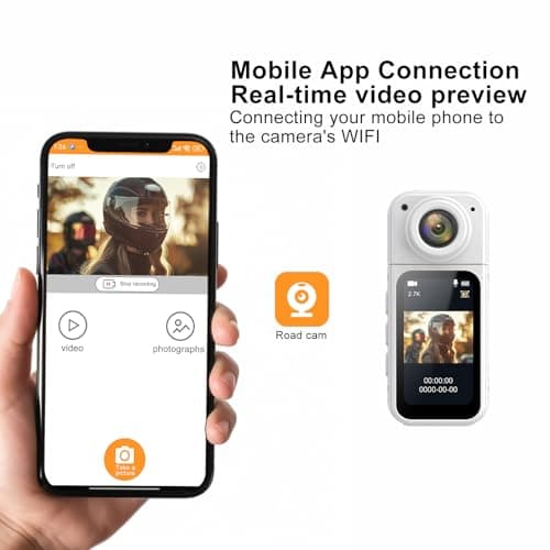 Thumb Action Camera 2K,Lightweight 1.26oz POV with Magnetic Lanyard,Portable Body Camera with 1.47" IPS Screen,180° Rotating Lens,Wearable Pocket, for Vlog with 64G Card (Black) 7