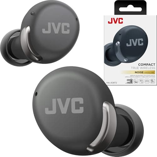 JVC True Wireless Compact Earbuds – Active Noise Cancelling, Up to 27 Hours Playback, Low Latency Mode - IPX4 Sweat/Rain Proof, Quick Charge Case, Mic
