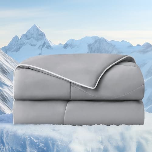 BEDELITE Cooling Comforter Queen Size,Double Side Cooling Blankets for Hot Sleepers,Lightweight & Breathable Summer Comforter Queen Size，Grey,88x88 Inches