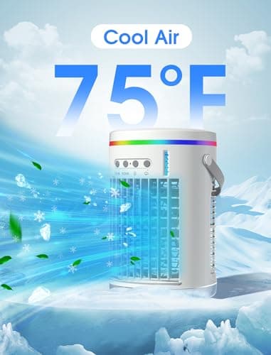 Vosaf Portable Air Conditioners with remote,1400ml Evaporative Mini Air Conditioner with 3 Speeds,7 Colors Light Personal Air Conditioner, Portable AC Air Cooler for Room Bedroom Office Desk 3