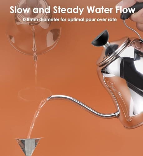 Tea Kettle for Stovetop, Barista's Choice Gooseneck Pour Over with Flow Control, Food Grade Stainless Steel Water Kettle, Tea Pot for Home & Kitchen - Small 28oz, Silver 2