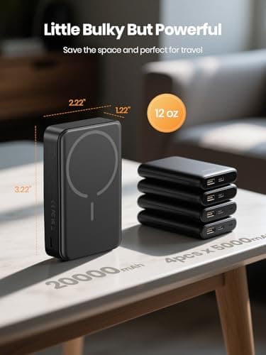 Magnetic Power Bank 20000mAh Wireless Portable Charger PD 20W USB C Fast Charging,for MagSafe Battery Pack Compatible with iPhone 17 Air/16/15/14/13/12 Pro Max/Pro/Plus/Mini 7