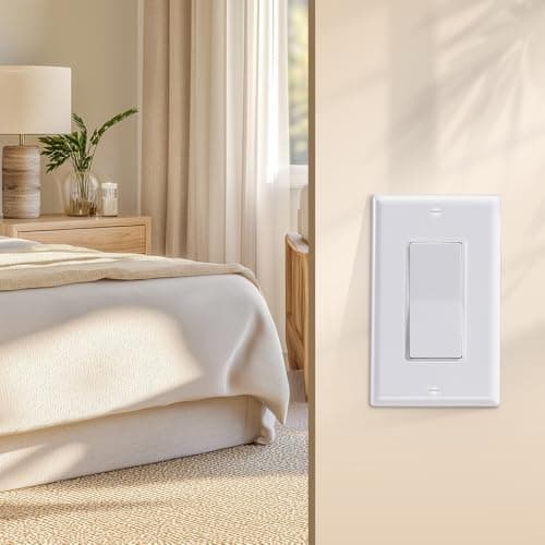 HANIVERSE Single Pole Decorator Light Switch, 15A 120/277V, Paddle Rocker, On/Off Wall Switch, Residential Grade, White, UL/CUL Certified (2-Pack) 7